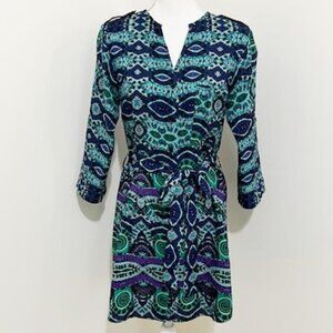 Maeve Anthropologie Belted Shirt Dress Frequencies Ikat Size XS